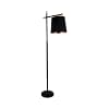 Luminaria de pie pantalla negra y detalles en madera E27 163cm