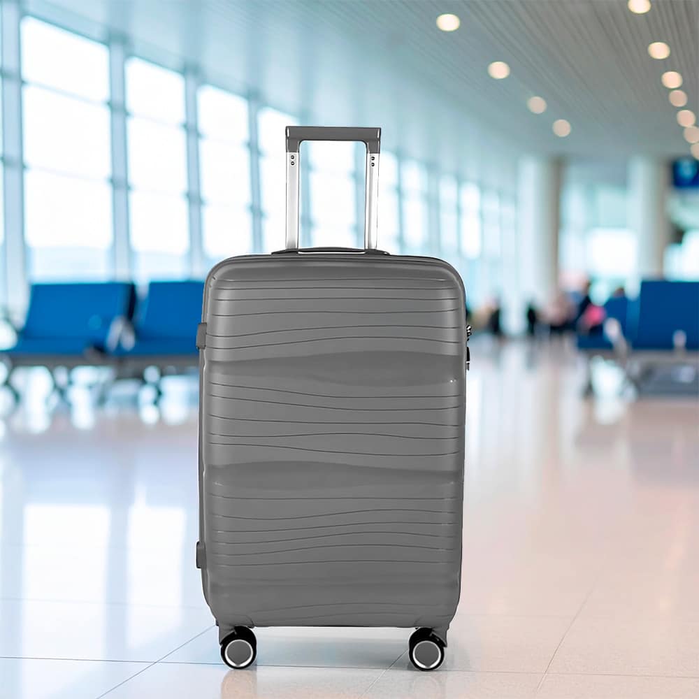 VALIJA RIGIDA C/RUEDAS 24″ GRIS LH-4414