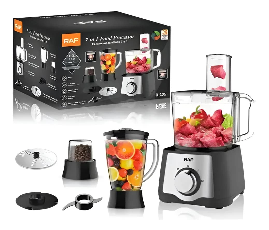 Multiprocesadora 7 En 1 600w Procesadora De Alimentos Color Negro