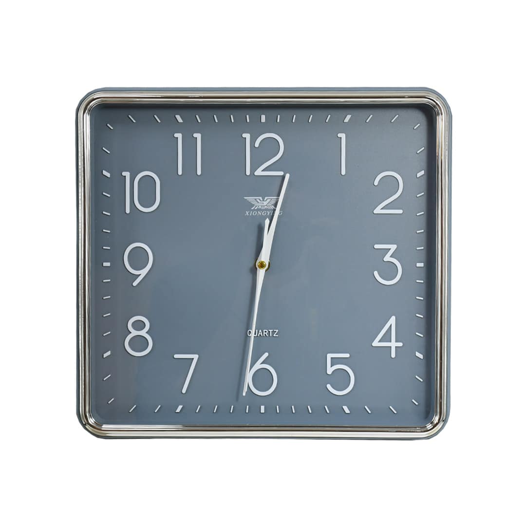 RELOJ CUADRADO BLANCO 32X30 BORDE PLATA LH-4846 - Imagen 2