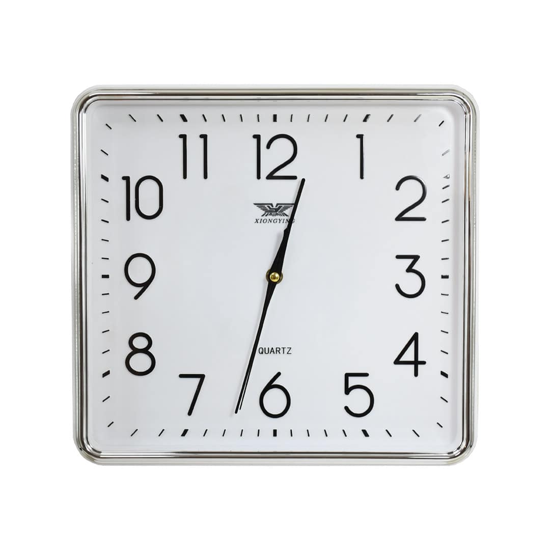 RELOJ CUADRADO BLANCO 32X30 BORDE PLATA LH-4846 - Imagen 4