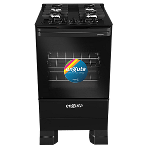 Cocina Supergas 4 Hornallas Negra, Mesada de Vidrio, Hierro Fundido y Termocupla - CENXV27542NG-1 - Enxuta