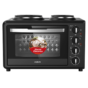 Horno Eléctrico 32 Litros Negro con 2 Discos Eléctricos – HENX032DN – Enxuta