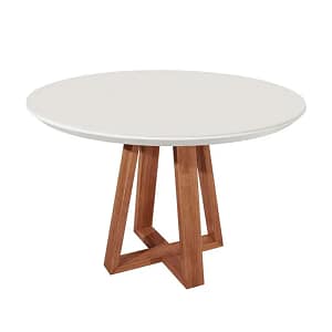 Mesa de comedor redonda MDF madera blanco Bennett