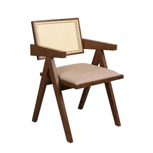 silla comedor madera y tela marrón inari