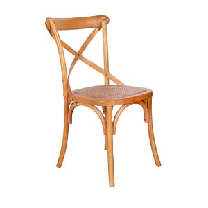 SILLA DE COMEDOR - MADERA NATURAL-BEIGE CRUCETA