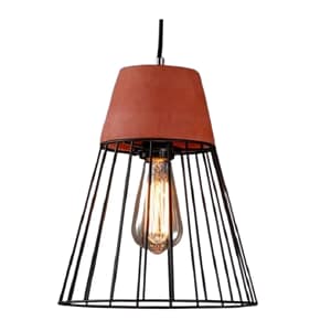 Colgante Jaula negra y cemento terracota 26*29cm