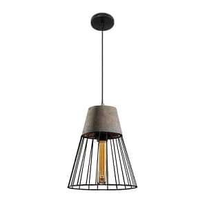 Colgante Jaula negra y cemento natural 26*29cm