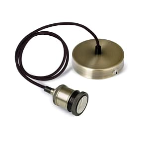 Colgante de suspender portalámparas bronce con tapa centro E27