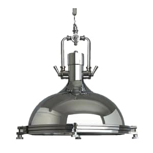 Luminaria tipo industrial cromada lisa con cadena e27