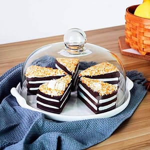 CUBRE TORTA 30CM CAMPANA VIDRIO BASE MADERA LH3827