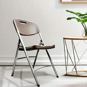 SILLA PLEGABLE PLASTICO METAL COLOR MARRON LH-4269