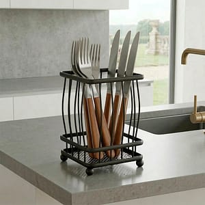 CUBIERTERO ESCURRIDOR CUADRADO 10CM NEGRO LH-3658