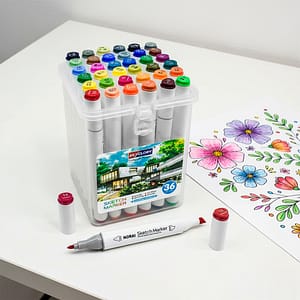 MARCADOR DOBLE 36 COLOR BOX PLASTICO LH-3888