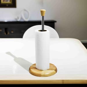 PORTA ROLLO PAPEL DE MESA MADERA METAL LH-3665
