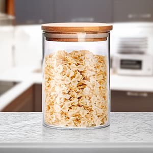 FRASCO HERMETICO 950ML 10X16CM TAPA MADERA LH3105