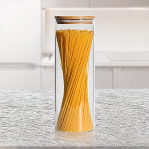 FRASCO HERMETICO 1800ML 10X26CM TAPA MADERA LH3107