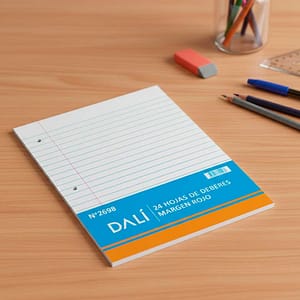 HOJAS DE DEBERES MARGEN ROJO DALI 24HOJAS 2698