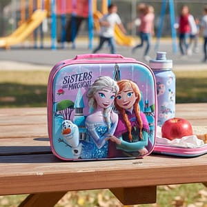 MOCHILA LUNCHERA 3D 22X22 FROZEN LILA