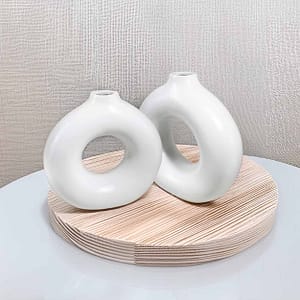 FLORERO CIRCULAR DECO 26CM COLOR BLANCO LH-3714