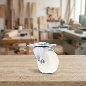 RUEDA PLASTICA BLANCA 1.5 BASE METAL GIRATOR LH557