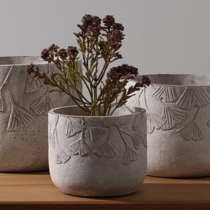 Maceta Cemento Con Relieve Grande