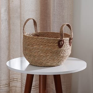 Cesto Detalle Cuero Mediano