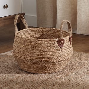 Cesto Detalle Cuero Grande