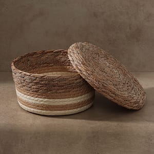 Cesto Rayado Con Tapa Chico