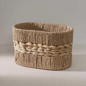 Cesto Ovalado Con Detalle Trenzado Mediano