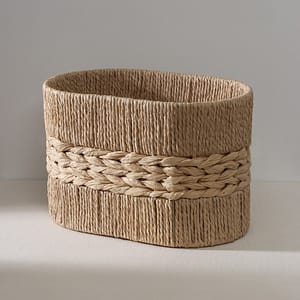 Cesto Ovalado Con Detalle Trenzado Grande