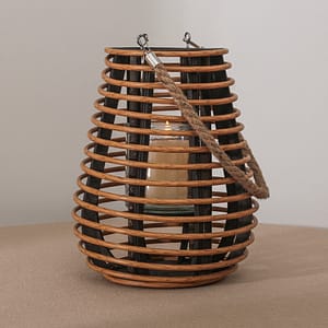 Fanal De Bamboo Con Asa De Yute