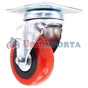 RUEDA ROJA C/BASE METALICA 4″ GIRATORIA LH-1689
