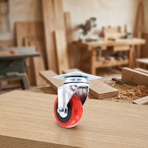 RUEDA ROJA C/BASE METALICA 5″ GIRATORIA LH-1690