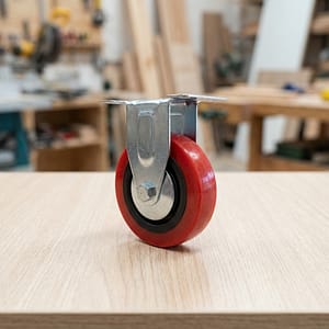 RUEDA BASE METALICA 5″ FIJA COLOR ROJO LH-1692