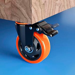 RUEDA NARANJA GIRATORIA C/FRENO 4″ LH-3460