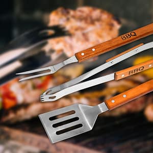 SET ASADOR  PARRILLA 3PZ BBQ TOOLS LH-3614