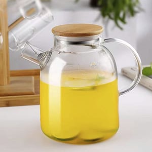 TETERA DE VIDRIO 1800ML CON TAPA MADERA LH-3077