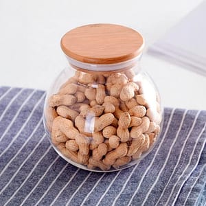 FRASCO HERMETICO 400ML REDONDO TAPA MADERA LH-3126