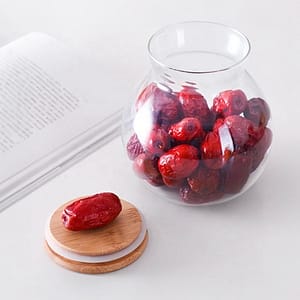 FRASCO HERMETICO 1000ML REDONDO TAPA MADERA LH3127