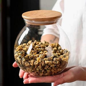 FRASCO HERMETICO 1500ML REDONDO TAPA MADERA LH3128