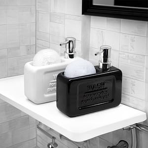 DISPENSADOR JABON C/ESPONJA BLANCO NEGRO LH-3835