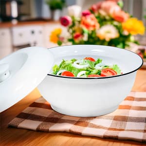 BOWL CERAMICO BLANCO BORDE NEGRO 24CM LH-3831