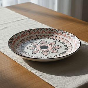 PLATO  23CM CERAMICA DISENO PETALOS LH-3814