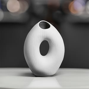 FLORERO OVALADO  DECO 19CM COLOR BLANCO LH-3725