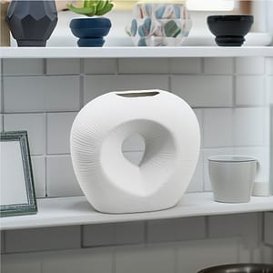 FLORERO OVALADO  DECO 18CM COLOR BLANCO LH-3727