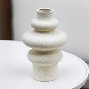 FLORERO CERAMICO 3 AROS 22CM COLOR ARENA LH-3722