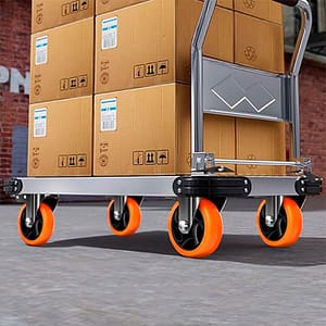 RUEDA 3 BASE METAL GIRATORIA NARANJA NEGRA LH-3454