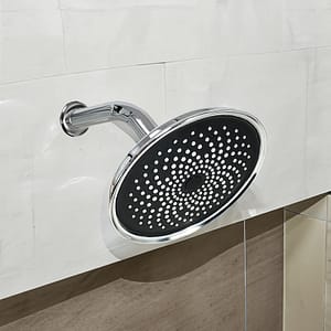 ROSETA REDONDA 15CM NEGRA CROMADA P/DUCHA LH-3301