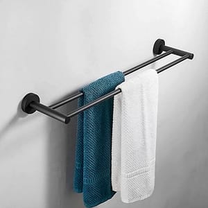 TOALLERO DOBLE NEGRO 57CM PARA BANO LH-3283